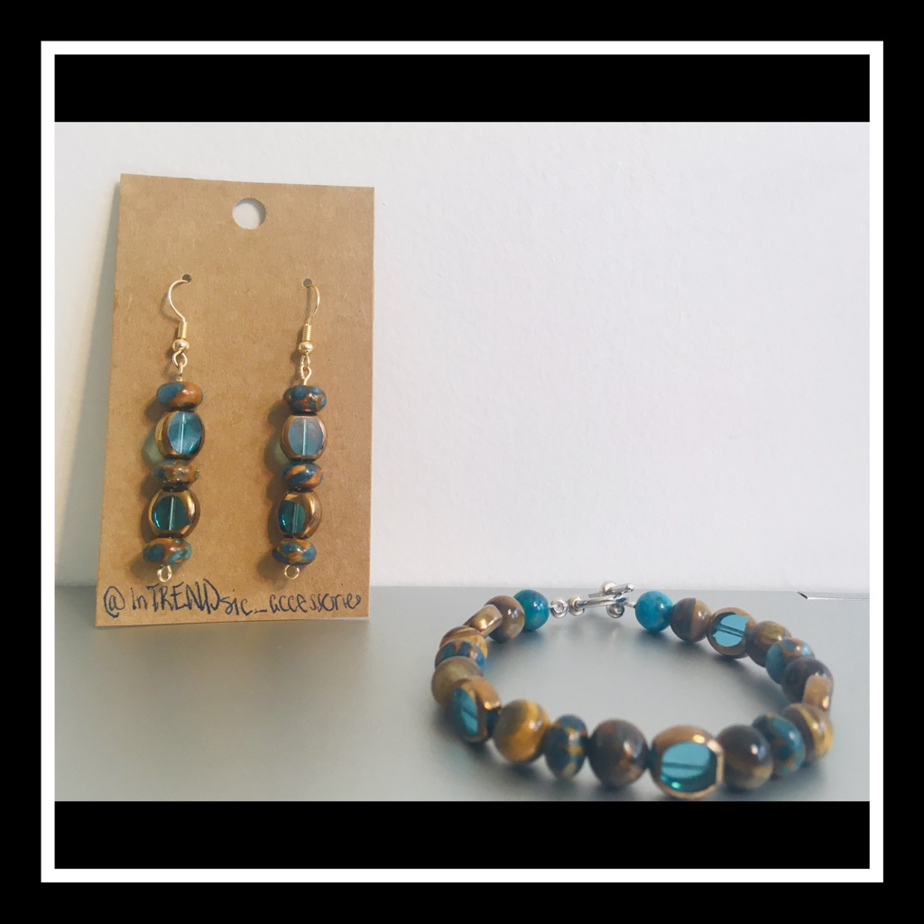 Brown Sugar Earrings And Bracelet Handmade Set
